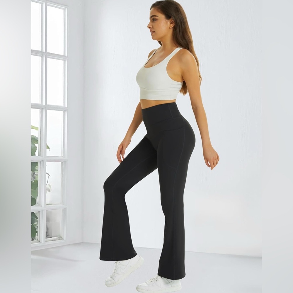 Women's Yoga Pants with Pockets High Waist Flared Leggings Bootcut Pants Sz L - Picture 6 of 7